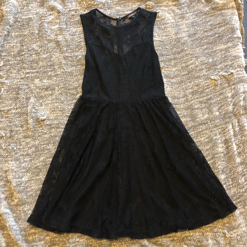 Express high neck lace mini dress